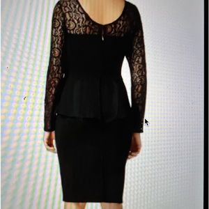 Thalia Sodi Black Dress Sz Lg Peplum Waist Lace